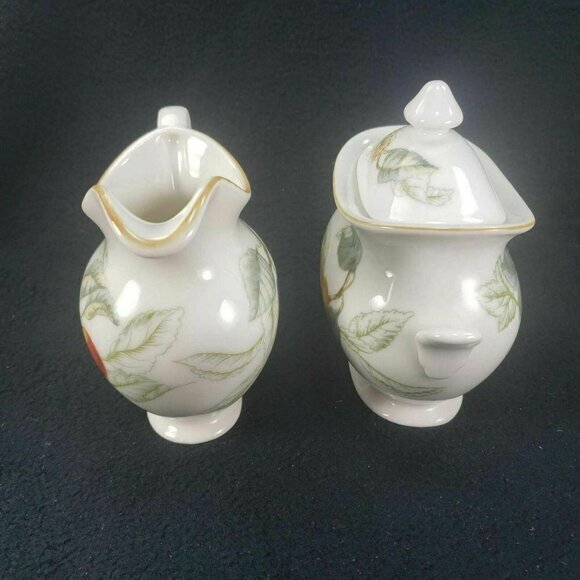 Charter Club Summer Grove Creamer Lidded Sugar Bowl Set Plum Currant Pear - Picture 4 of 11